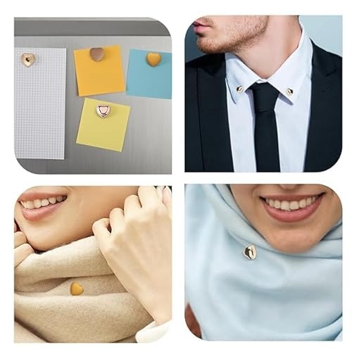 Hijab Magnets 2 pair Magnets Hijab , No Hole Pins Brooches Magnet for Women Clothing Scarf Multi-Use (Heart Shape)