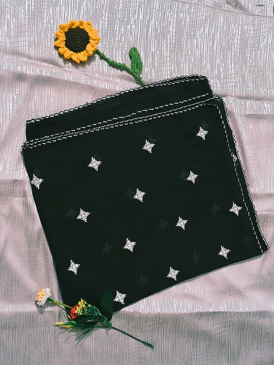 Heavy chiffon all over embroidery with crochet work