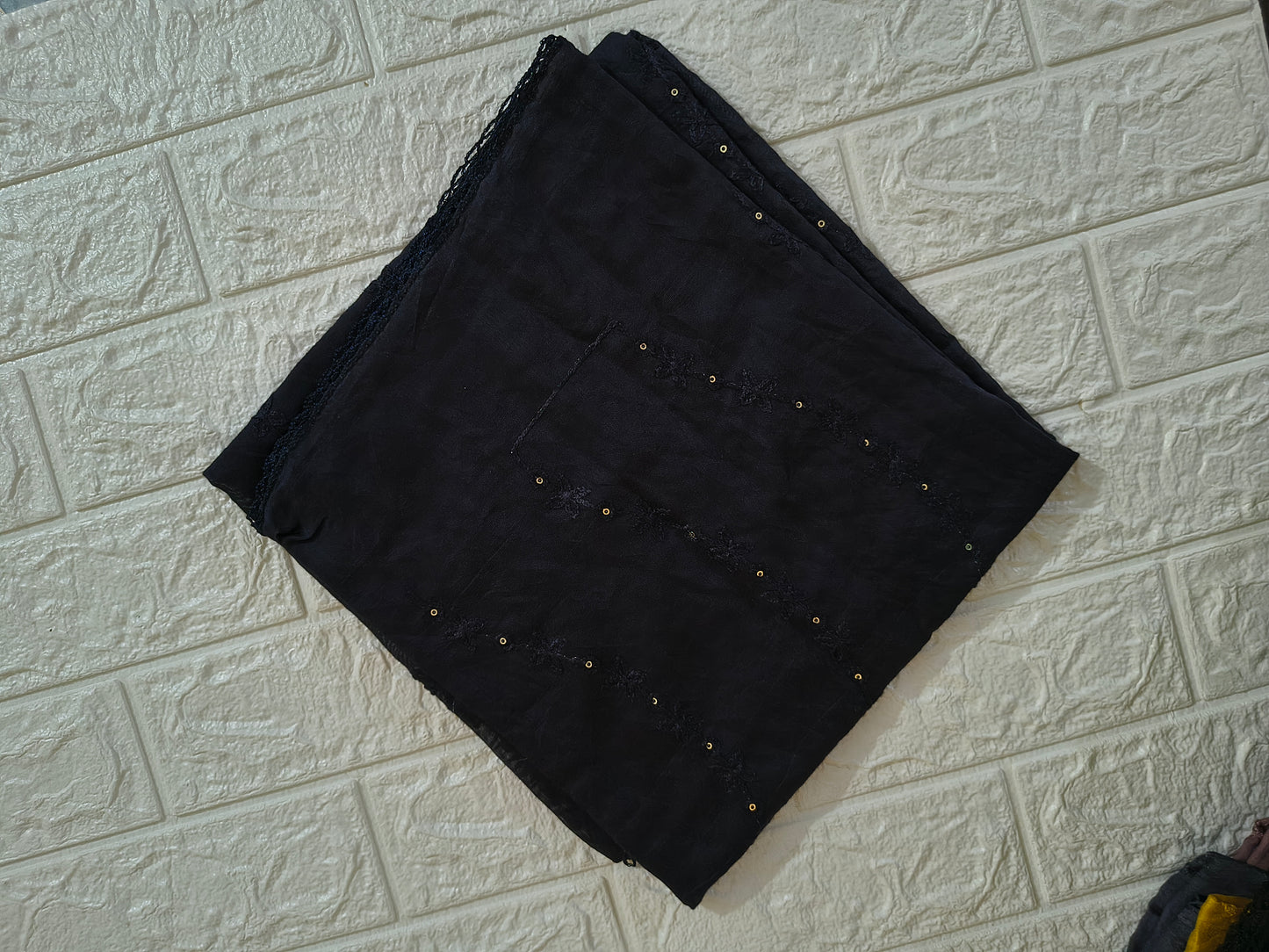 Gadwal cotton with all over embroidery and diamond work with border Hijab