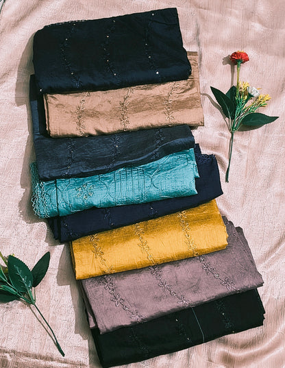 Gadwal cotton with all over embroidery and diamond work with border Hijab